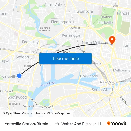 Yarraville Station/Birmingham St to Walter And Eliza Hall Institute map