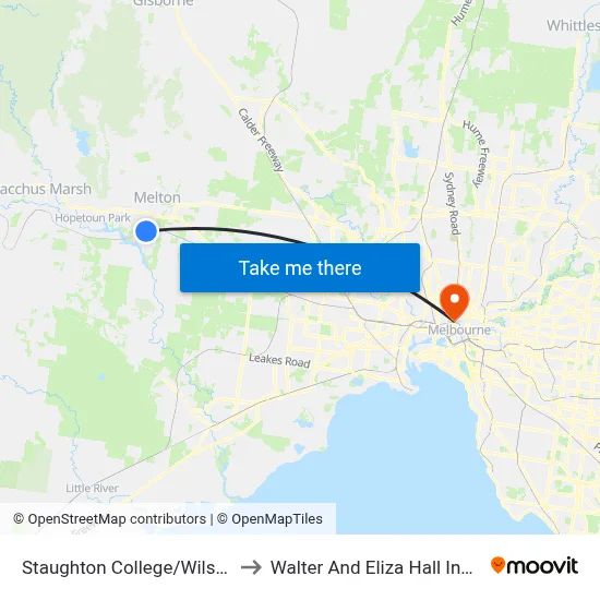 Staughton College/Wilson Rd to Walter And Eliza Hall Institute map