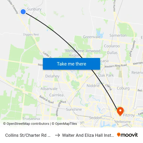 Collins St/Charter Rd West to Walter And Eliza Hall Institute map