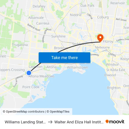 Williams Landing Station to Walter And Eliza Hall Institute map
