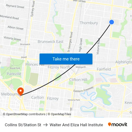 Collins St/Station St to Walter And Eliza Hall Institute map