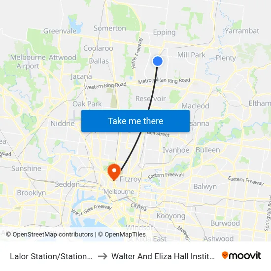 Lalor Station/Station St to Walter And Eliza Hall Institute map