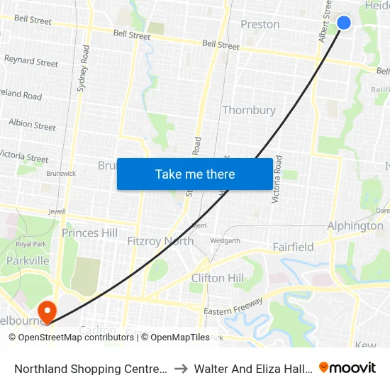 Northland Shopping Centre/Murray Rd to Walter And Eliza Hall Institute map