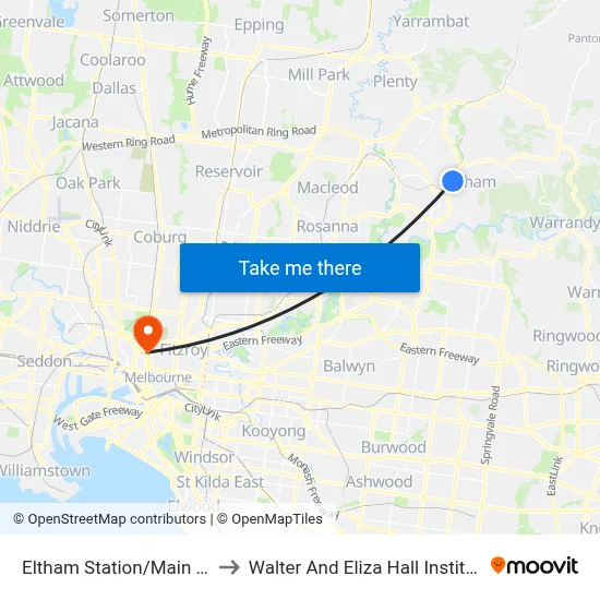 Eltham Station/Main Rd to Walter And Eliza Hall Institute map