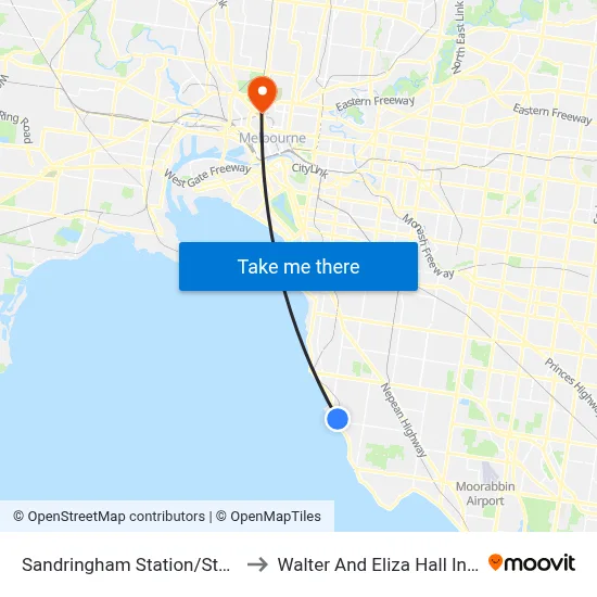 Sandringham Station/Station St to Walter And Eliza Hall Institute map