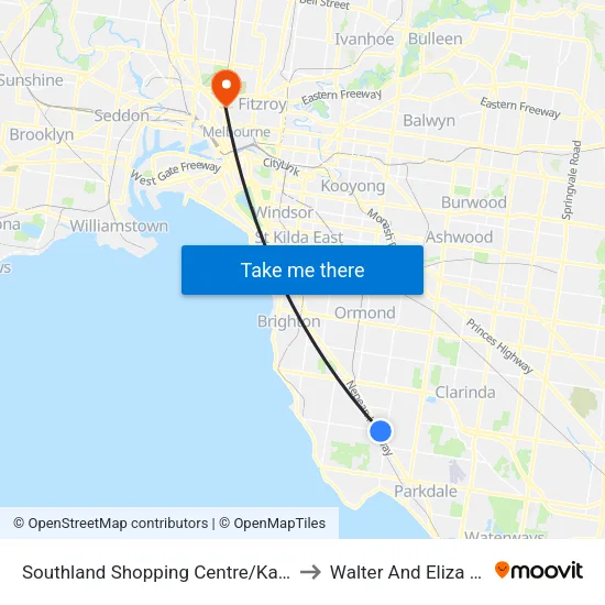 Southland Shopping Centre/Karen St to Walter And Eliza Hall Institute map