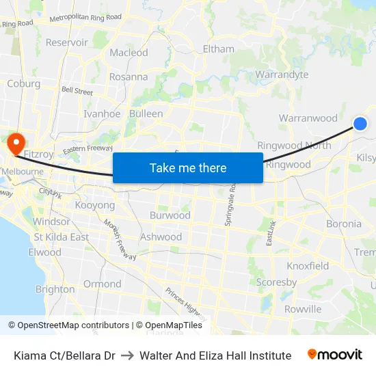 Kiama Ct/Bellara Dr to Walter And Eliza Hall Institute map