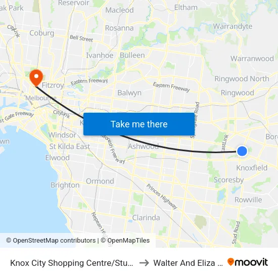Knox City Shopping Centre/Stud Rd to Walter And Eliza Hall Institute map