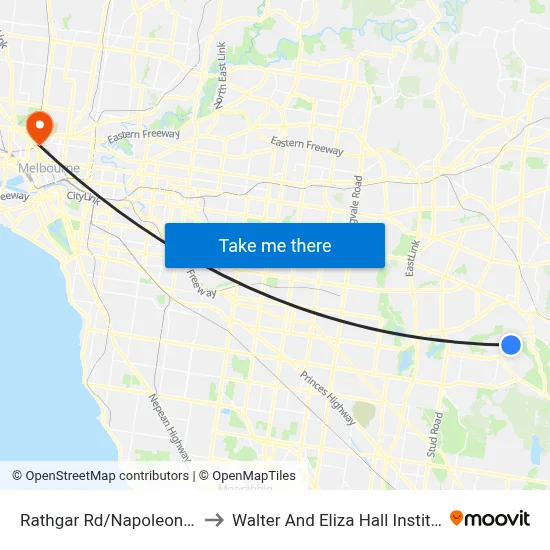 Rathgar Rd/Napoleon Rd to Walter And Eliza Hall Institute map
