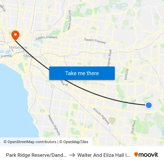 Park Ridge Reserve/Dandelion Dr to Walter And Eliza Hall Institute map