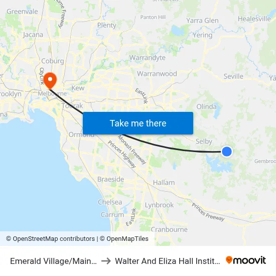 Emerald Village/Main St to Walter And Eliza Hall Institute map