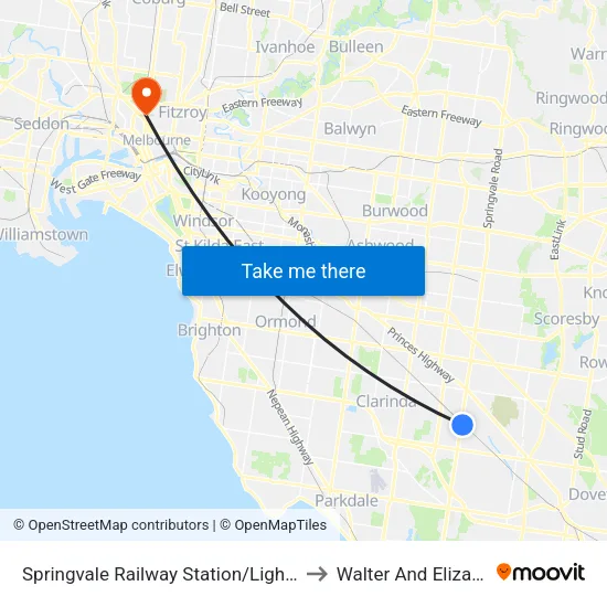 Springvale Railway Station/Lightwood Rd to Walter And Eliza Hall Institute map