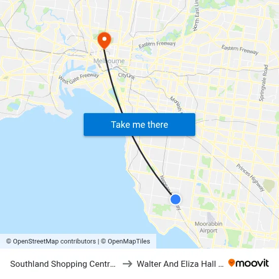 Southland Shopping Centre/Karen St to Walter And Eliza Hall Institute map