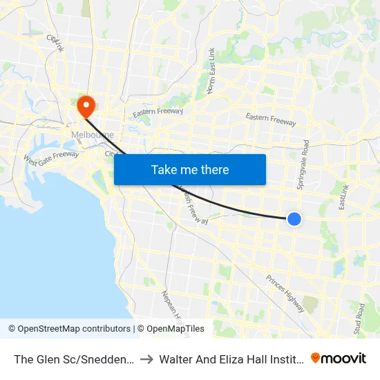 The Glen Sc/Snedden Dr to Walter And Eliza Hall Institute map