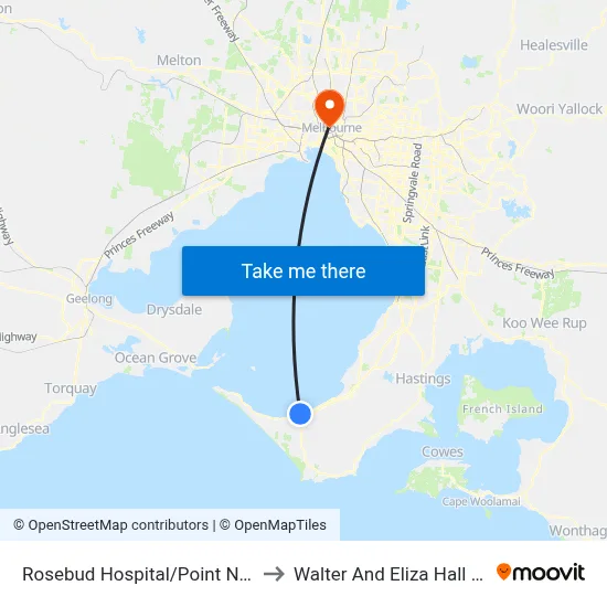 Rosebud Hospital/Point Nepean Rd to Walter And Eliza Hall Institute map