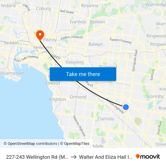 227-243 Wellington Rd to Walter And Eliza Hall Institute map
