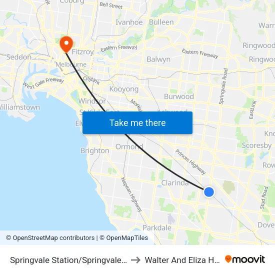 Springvale Station/Springvale Rd to Walter And Eliza Hall Institute map