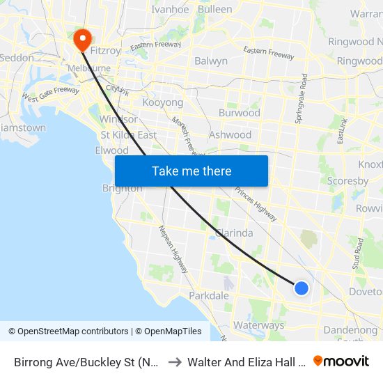 Birrong Ave/Buckley St (Noble Park) to Walter And Eliza Hall Institute map