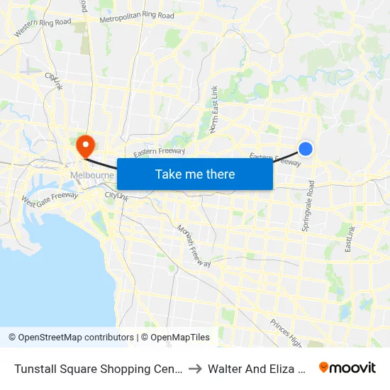 Tunstall Square Shopping Centre/Doncaster Rd to Walter And Eliza Hall Institute map