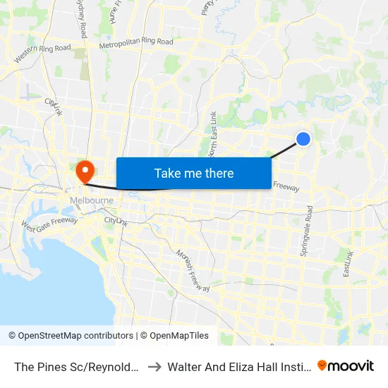 The Pines Sc/Reynolds Rd to Walter And Eliza Hall Institute map