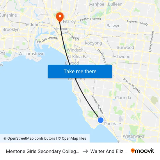 Mentone Girls Secondary College/Charman Rd to Walter And Eliza Hall Institute map