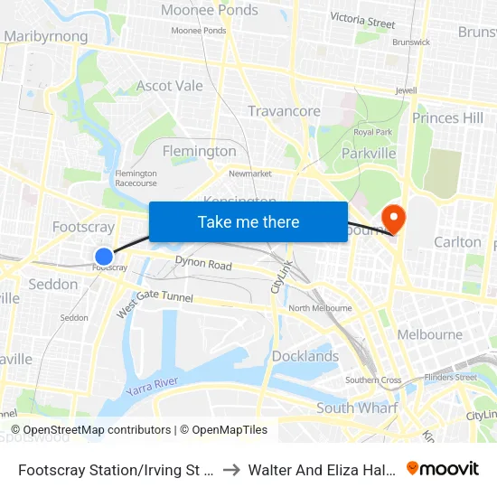 Footscray Station/Irving St to Walter And Eliza Hall Institute map