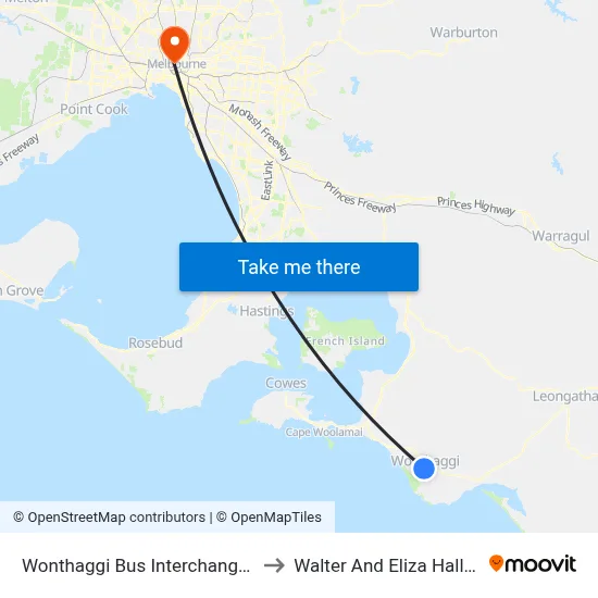 Wonthaggi Bus Interchange/Biggs Dr to Walter And Eliza Hall Institute map