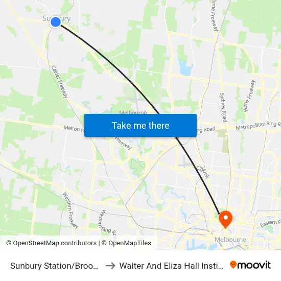 Sunbury Station/Brook St to Walter And Eliza Hall Institute map