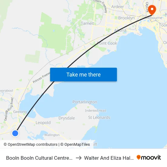 Booln Booln Cultural Centre/Torquay Rd to Walter And Eliza Hall Institute map
