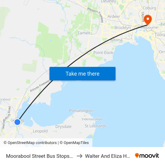 Moorabool Street Bus Stops/Moorabool St to Walter And Eliza Hall Institute map