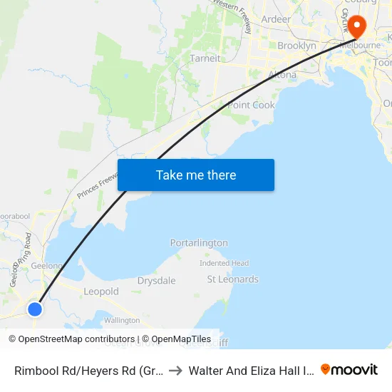 Rimbool Rd/Heyers Rd to Walter And Eliza Hall Institute map