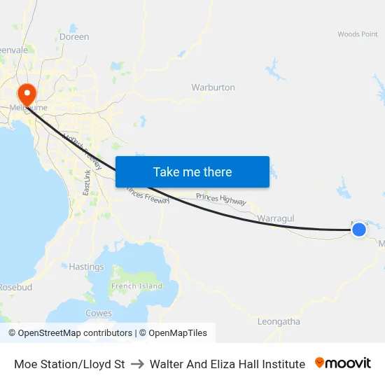 Moe Station/Lloyd St to Walter And Eliza Hall Institute map