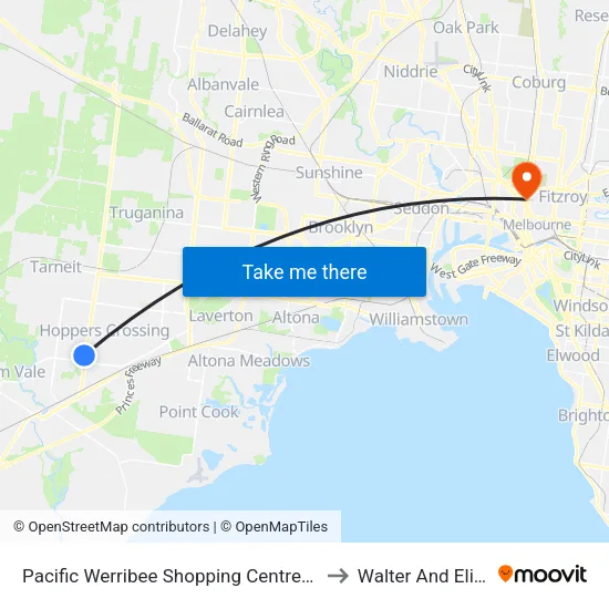 Pacific Werribee Shopping Centre/Derrimut Rd to Walter And Eliza Hall Institute map