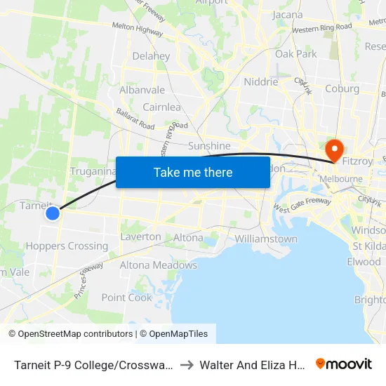 Tarneit P-9 College/Crossway Ave to Walter And Eliza Hall Institute map