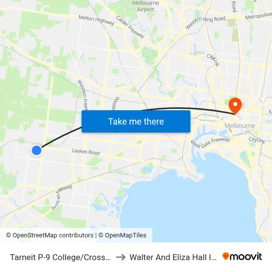 Tarneit P-9 College/Crossway Ave to Walter And Eliza Hall Institute map