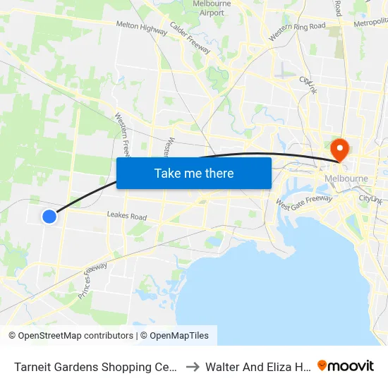 Tarneit Gardens Shopping Centre/Wickford Rd to Walter And Eliza Hall Institute map