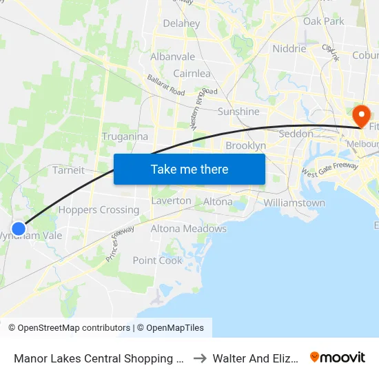 Manor Lakes Central Shopping Centre/Manor Lakes Bvd to Walter And Eliza Hall Institute map