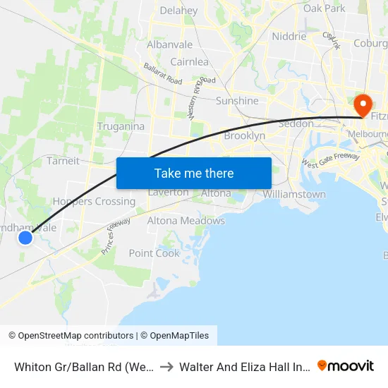 Whiton Gr/Ballan Rd to Walter And Eliza Hall Institute map