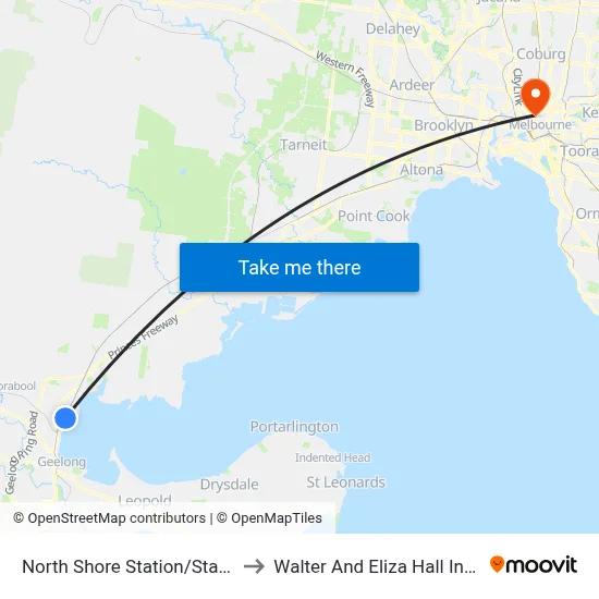 North Shore Station/Station St to Walter And Eliza Hall Institute map
