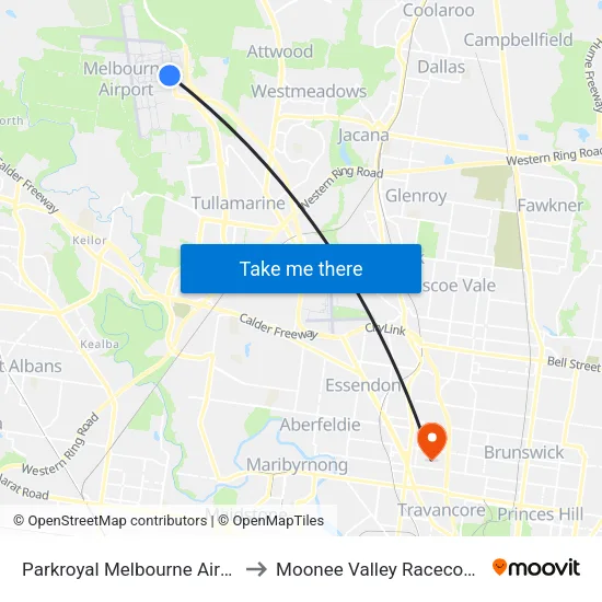 Parkroyal Melbourne Airport to Moonee Valley Racecourse map