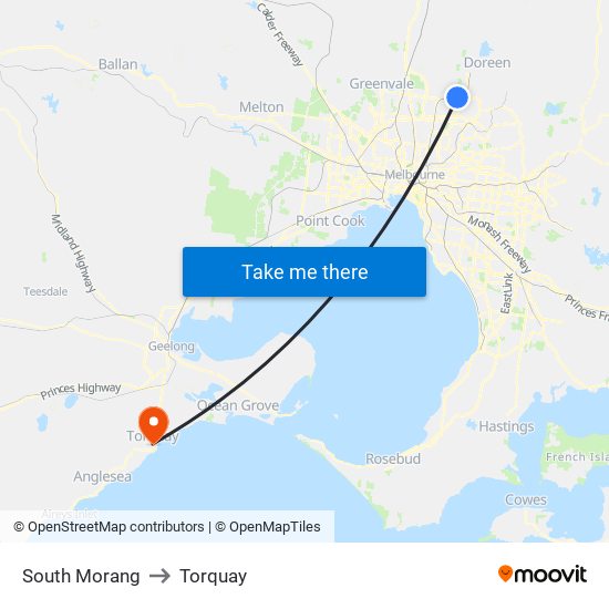 South Morang to Torquay map