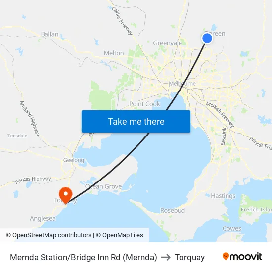 Mernda Station/Bridge Inn Rd to Torquay map