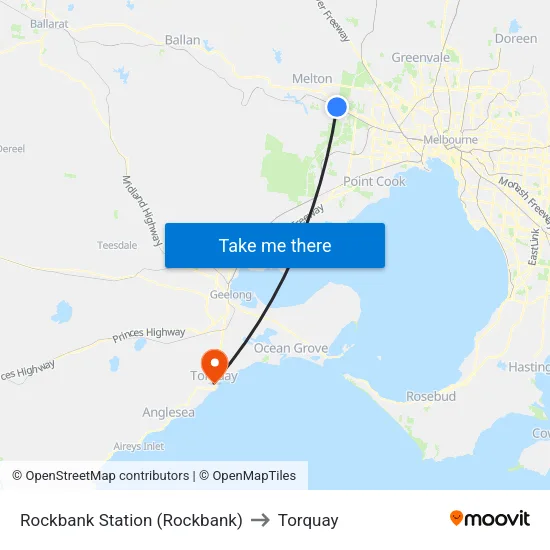 Rockbank Station to Torquay map