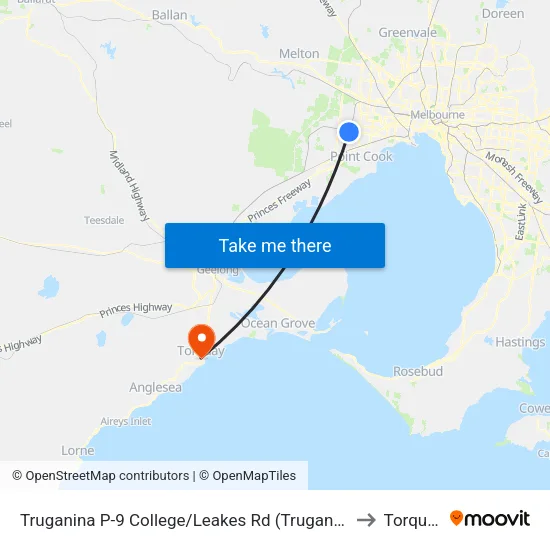 Truganina P-9 College/Leakes Rd to Torquay map