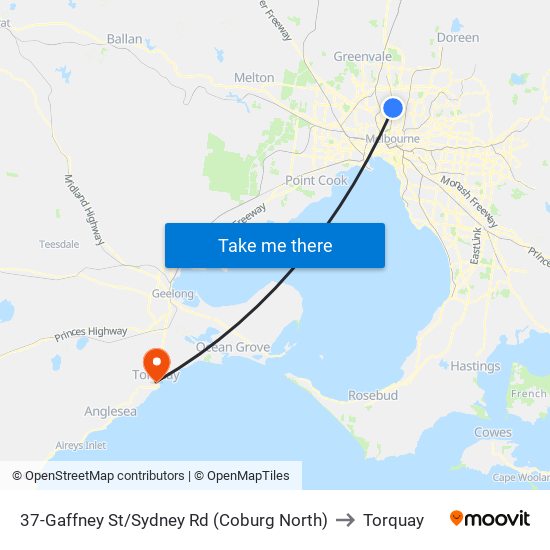 37-Gaffney St/Sydney Rd (Coburg North) to Torquay map