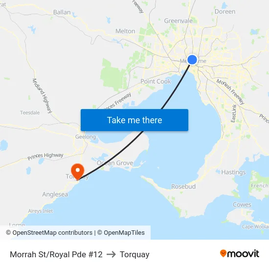 Morrah St/Royal Pde #12 to Torquay map