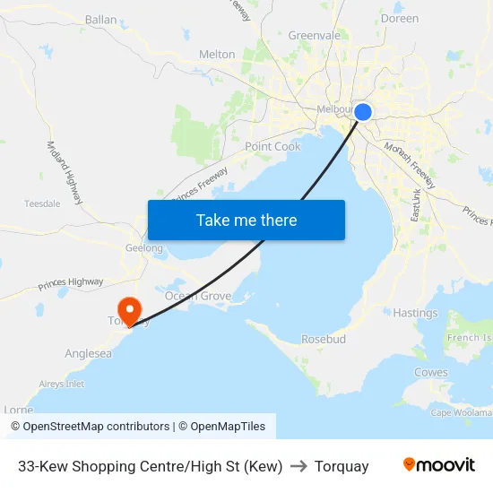Kew Shopping Centre/High St #33 to Torquay map