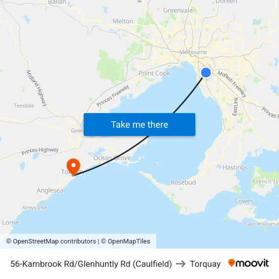 Kambrook Rd/Glenhuntly Rd #56 to Torquay map