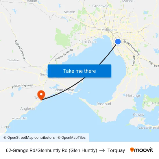 Grange Rd/Glenhuntly Rd #62 to Torquay map