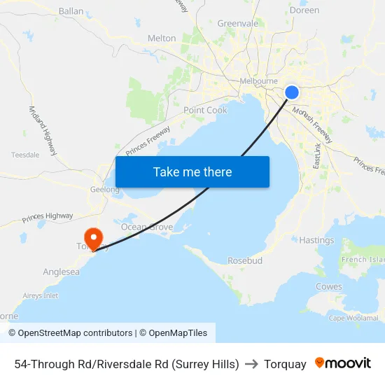 Through Rd/Riversdale Rd #54 to Torquay map